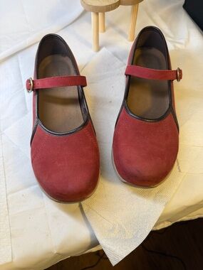 Dansko Red Leather Burnished Mary Jane Strap Wedge Shoes Women Sz 42EU/11M US